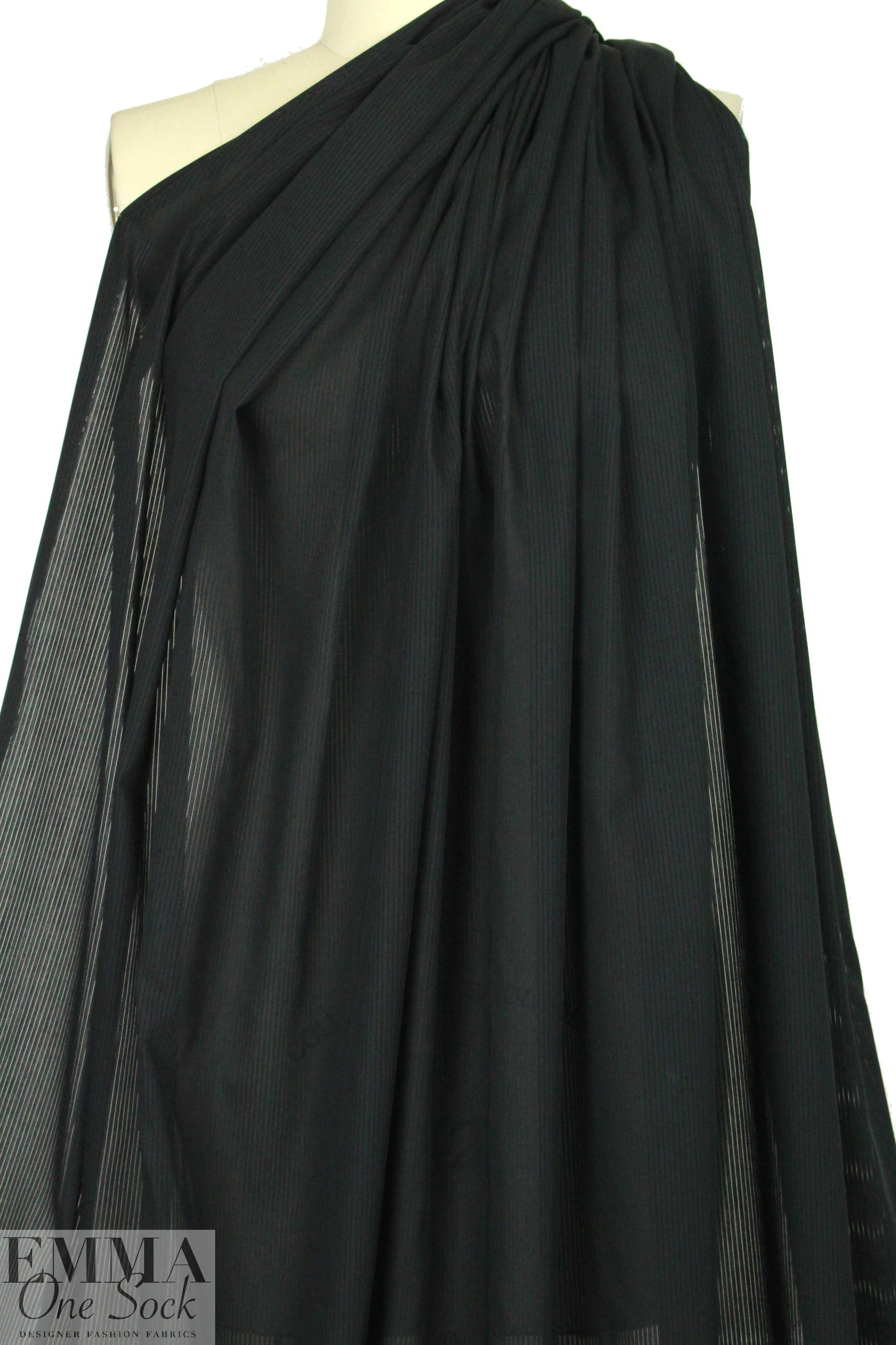 French cotton burnout mini-stripe voile - black .875 yds