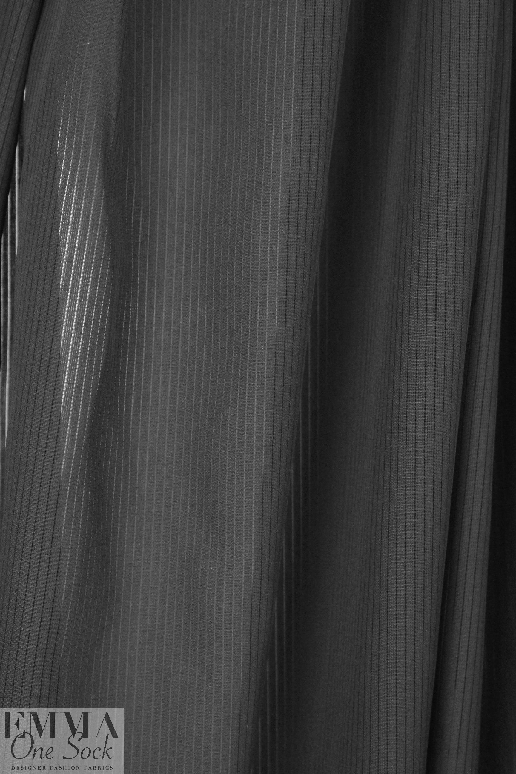 French cotton burnout mini-stripe voile - black