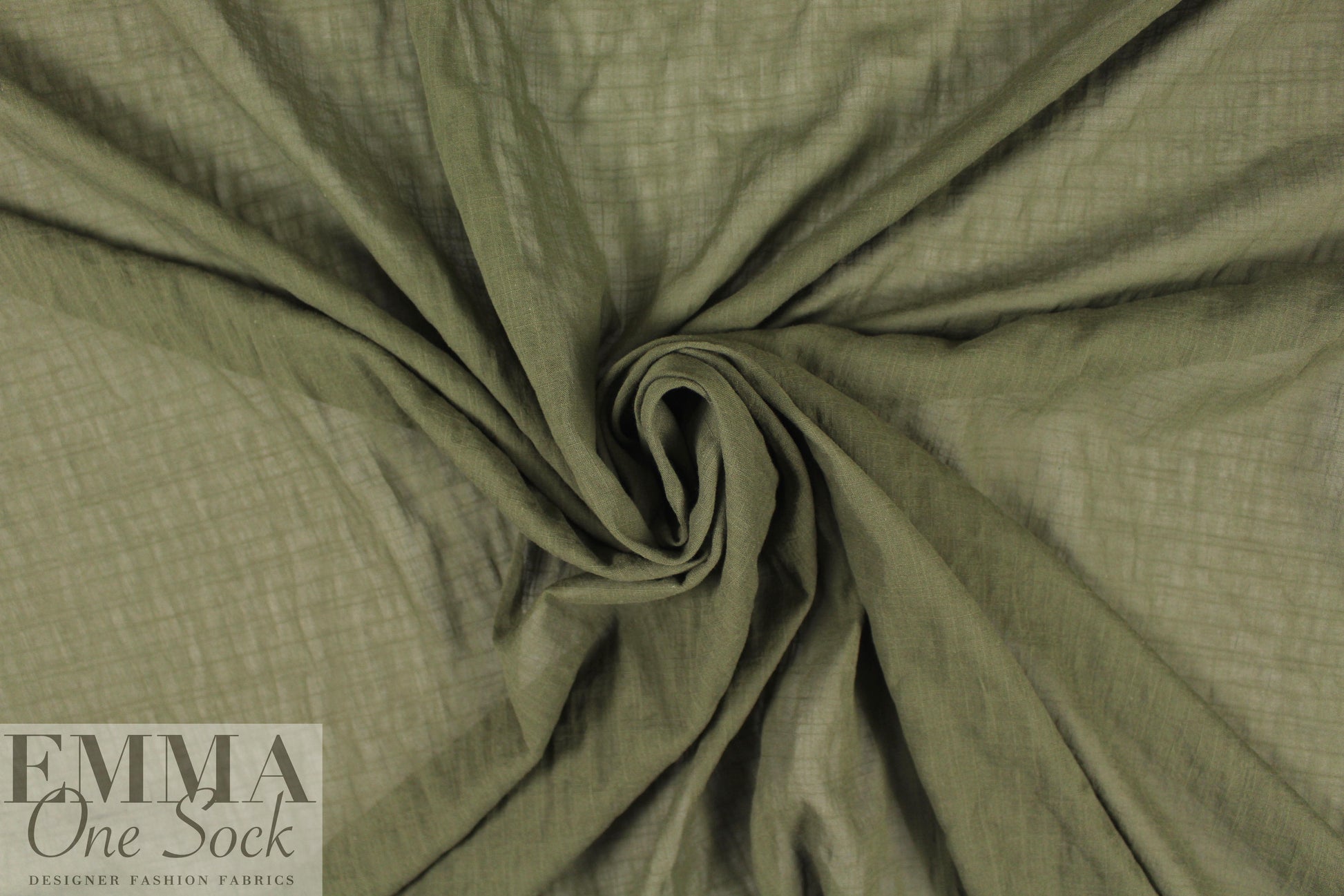 NY designer boho grid stretch cotton voile - loden