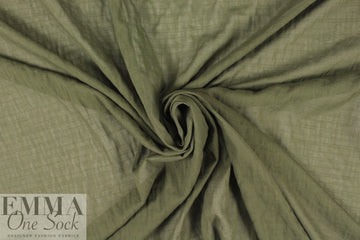 NY designer boho grid stretch cotton voile - loden