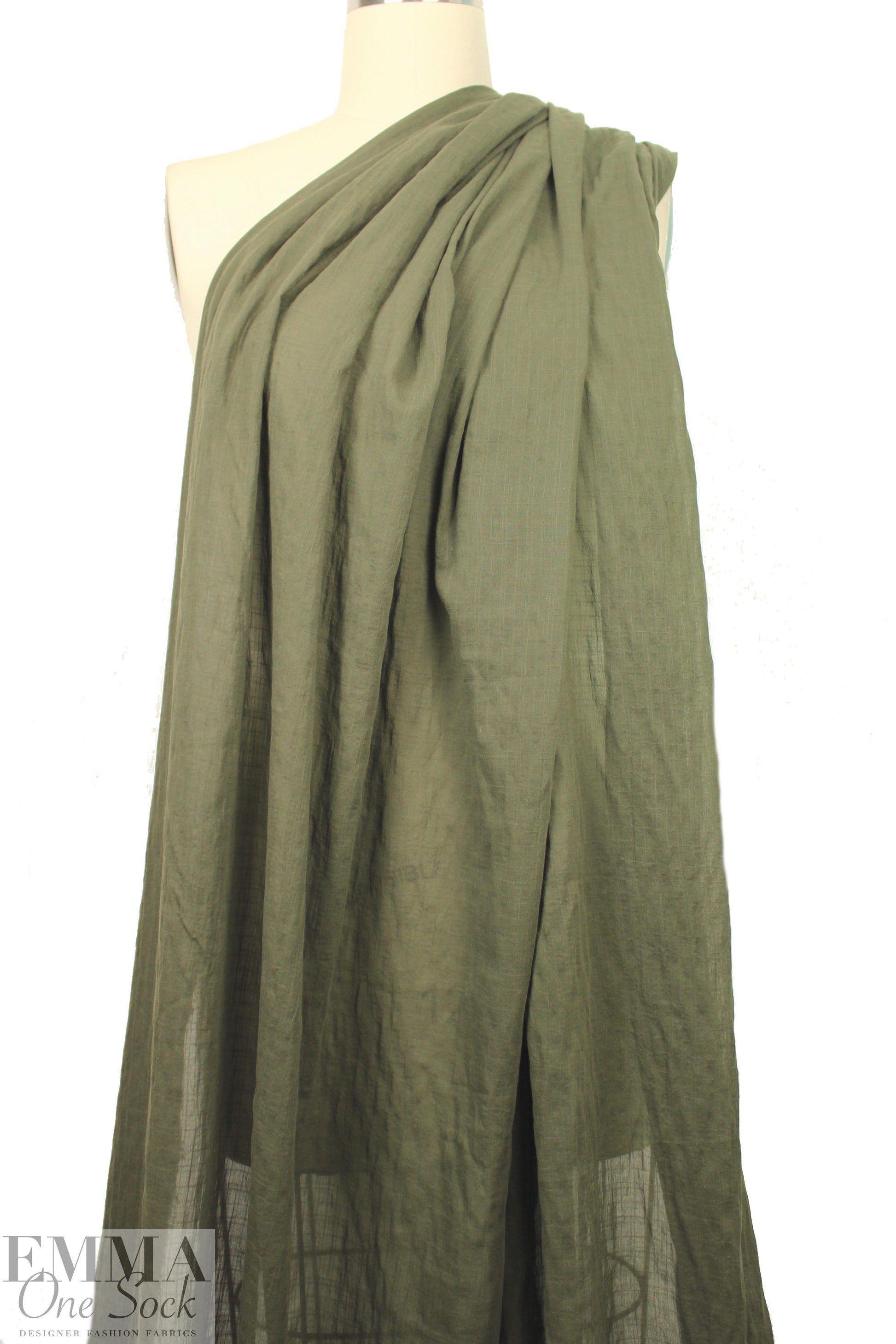NY designer boho grid stretch cotton voile - loden