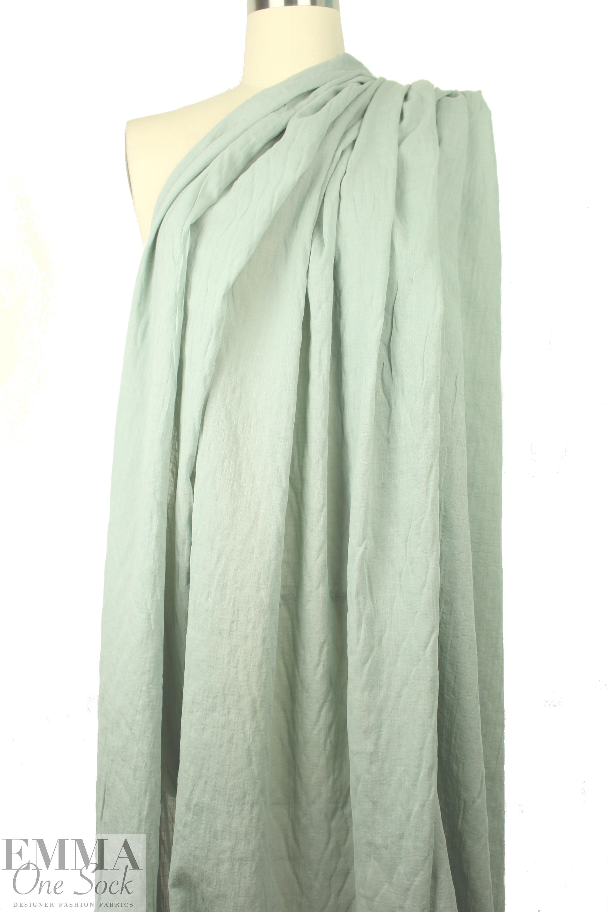 NY designer boho grid stretch cotton voile - dusty mint 2 yd
