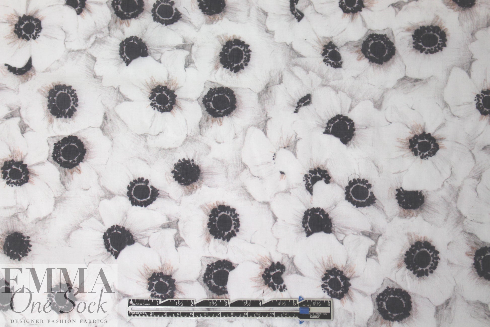 Mi11y white poppies cotton voile