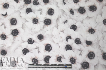 Mi11y white poppies cotton voile