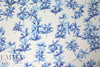 NY designer blue leaf silhouette cotton voile