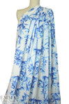 NY designer blue leaf silhouette cotton voile