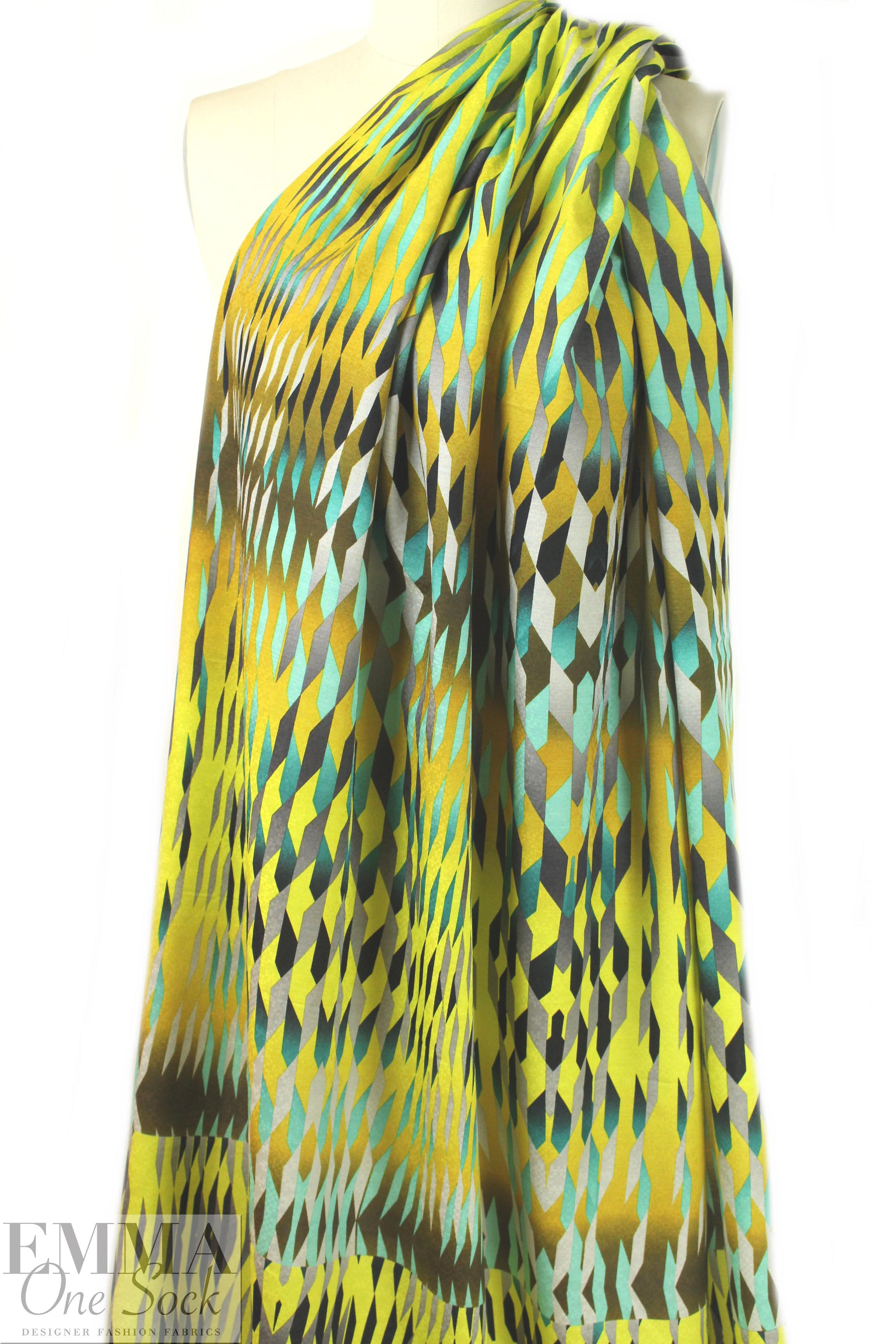 NY designer optic graphic panel cotton/silk voile