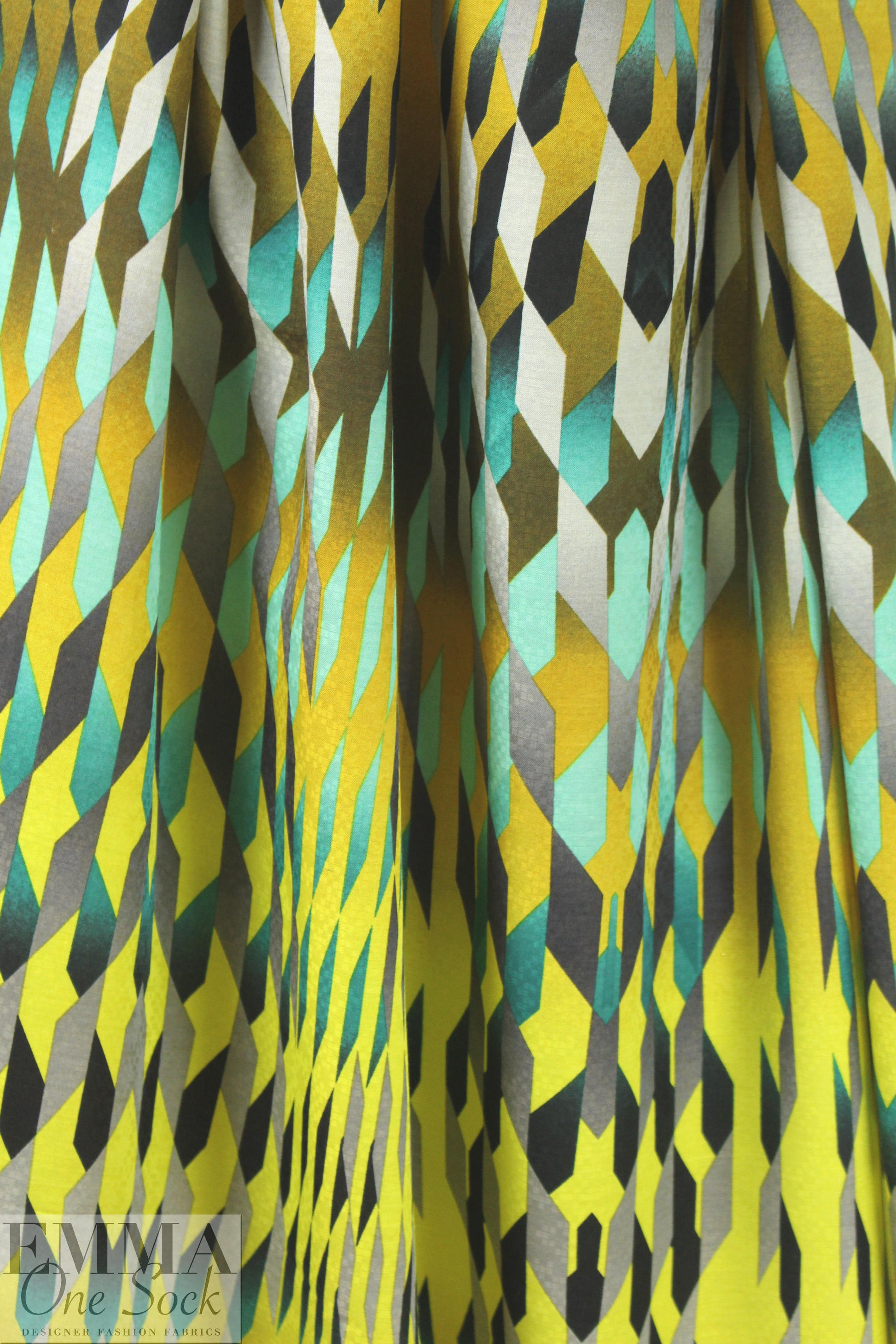 NY designer optic graphic panel cotton/silk voile