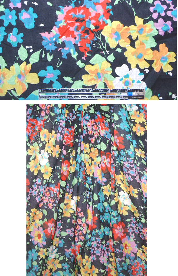 NY designer cotton voile - black/multi floral