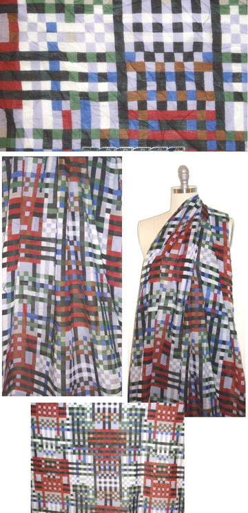 NY designer pixel checkerboard cotton voile