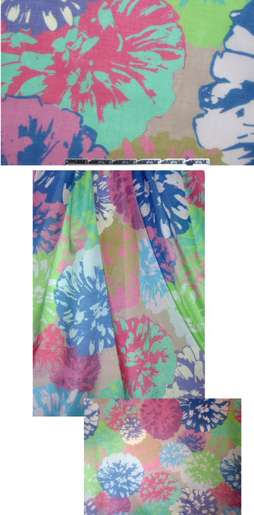 French colorful silhouette floral cotton/silk voile 1.25 yds