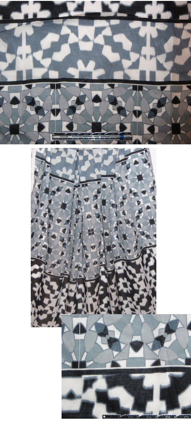 NY designer 3-part graphic panel cotton voile