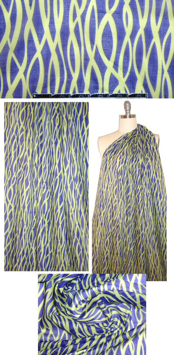 NY designer lime/grape graphic cotton voile