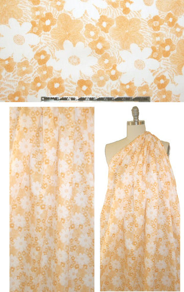 Italian cotton lawn - orange sorbet/white floral .75 yds