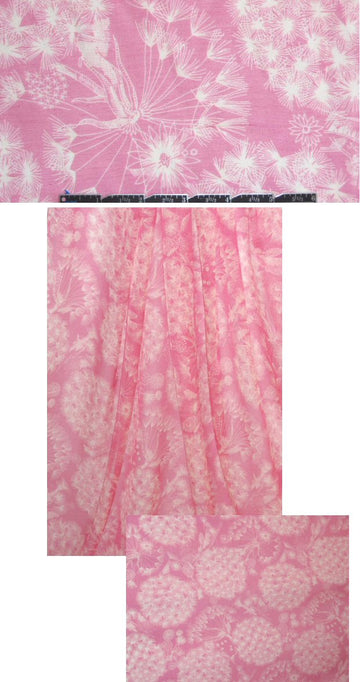 NY designer pink/ivory dandelion silk voile 1.66 yd
