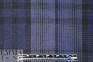Italian navy/midnight/lurex plaid cotton voile