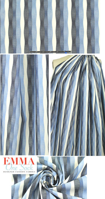Japanese yarn-dye wavy stripe cotton woven