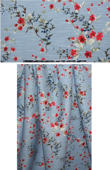 French textured cotton over-printed floral woven .875 yds