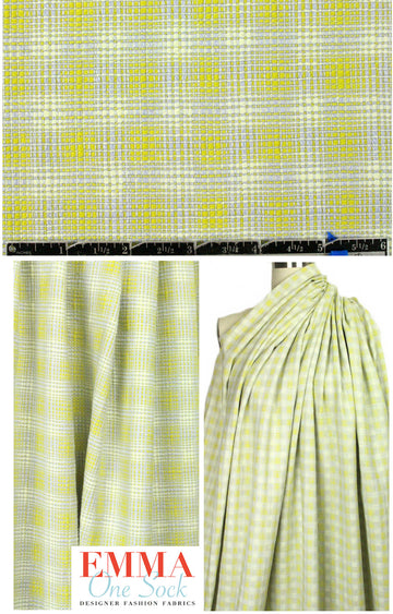 Italian novelty weave cotton suiting - lemon/lav-gray .875 yds