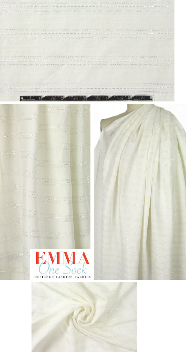 Italian fancy weave cotton woven - creamy white 1.5 yd