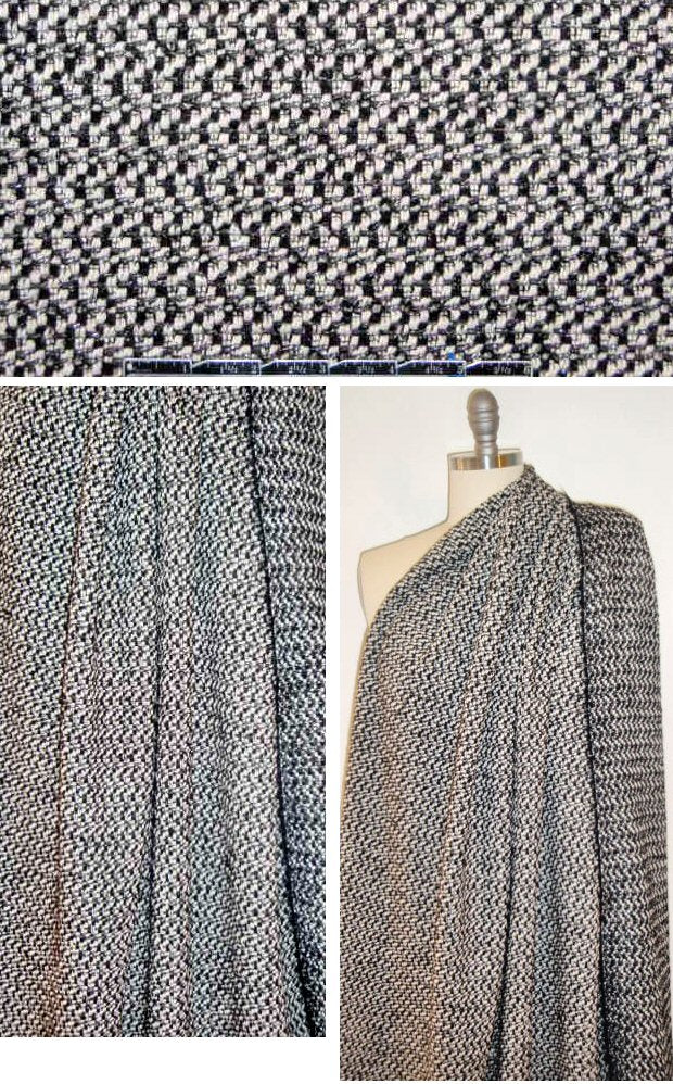 Rebecca Tayl0r black/natural cotton/wool novelty weave 2.25 yd