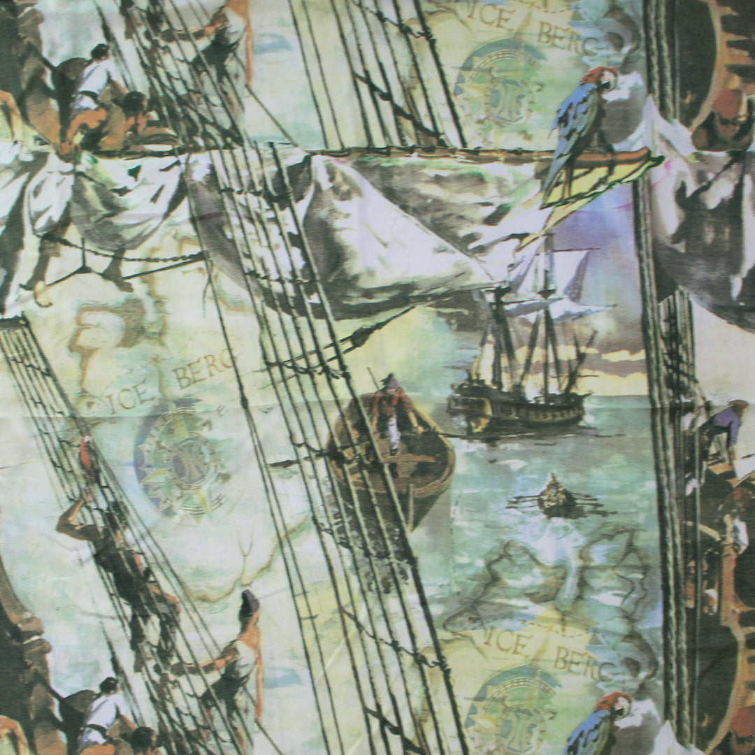 Italian 'caribbean seas' semi-sheer cotton challis .625 yds
