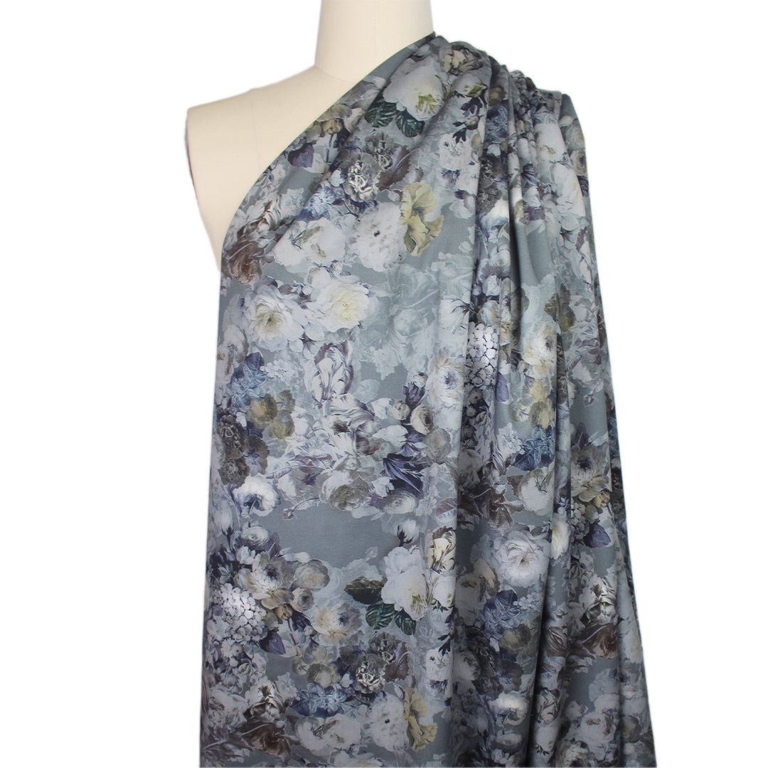 Italian 'evening flowers' printed cotton woven .875 yds