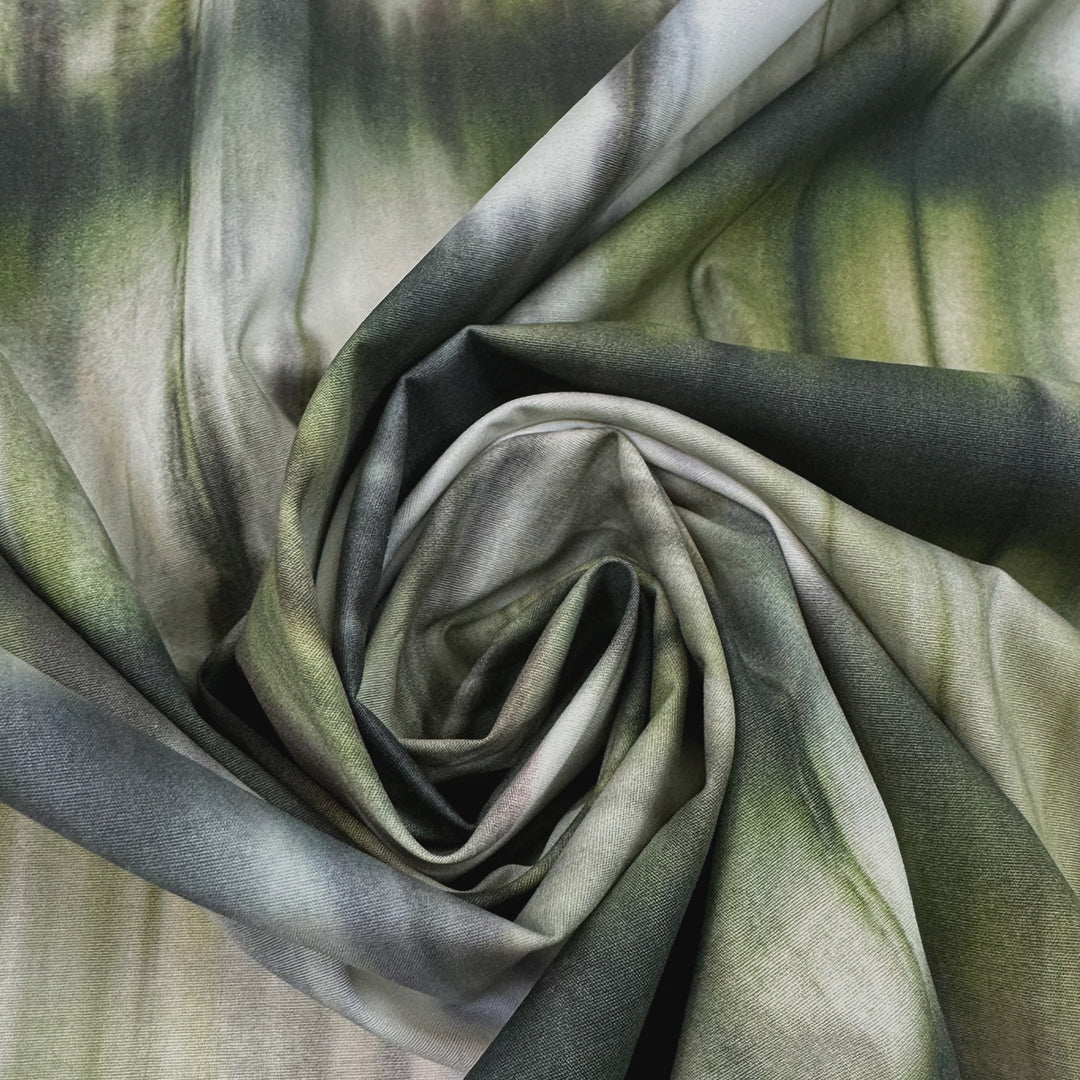 Italian shibori-style 'grasshopper' cotton stretch woven 2.125 yd