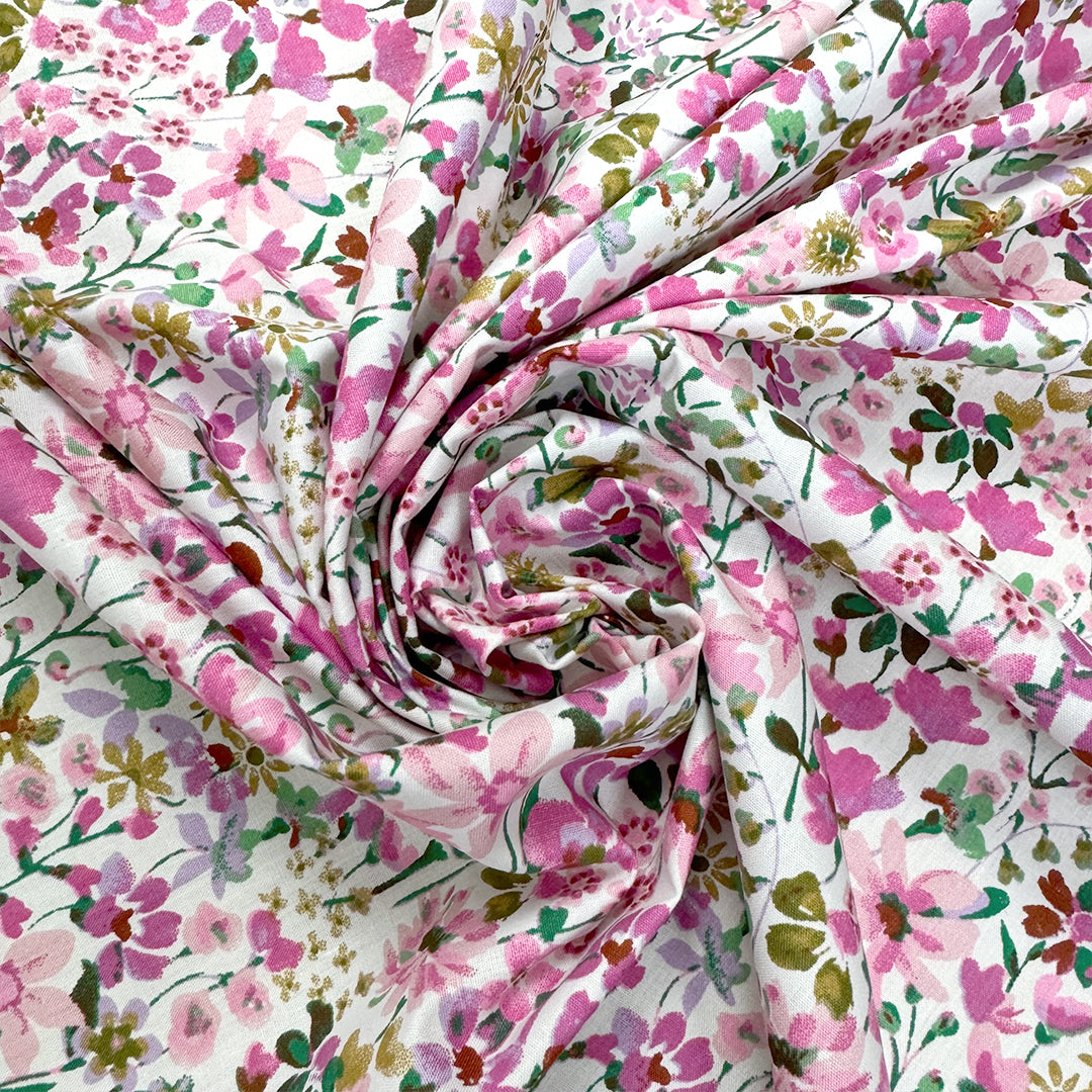 dainty floral cotton lightweight woven - orchid .875 yds