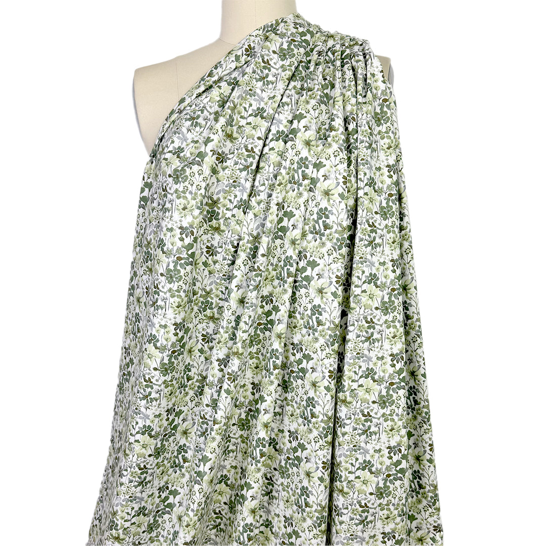 dainty floral cotton lightweight woven - sage green .66 yds