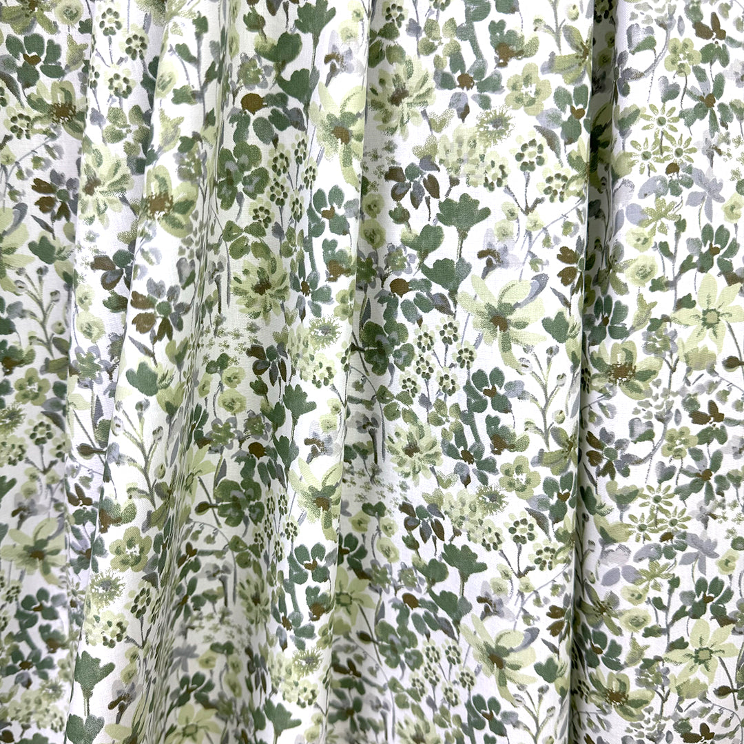 dainty floral cotton lightweight woven - sage green .66 yds
