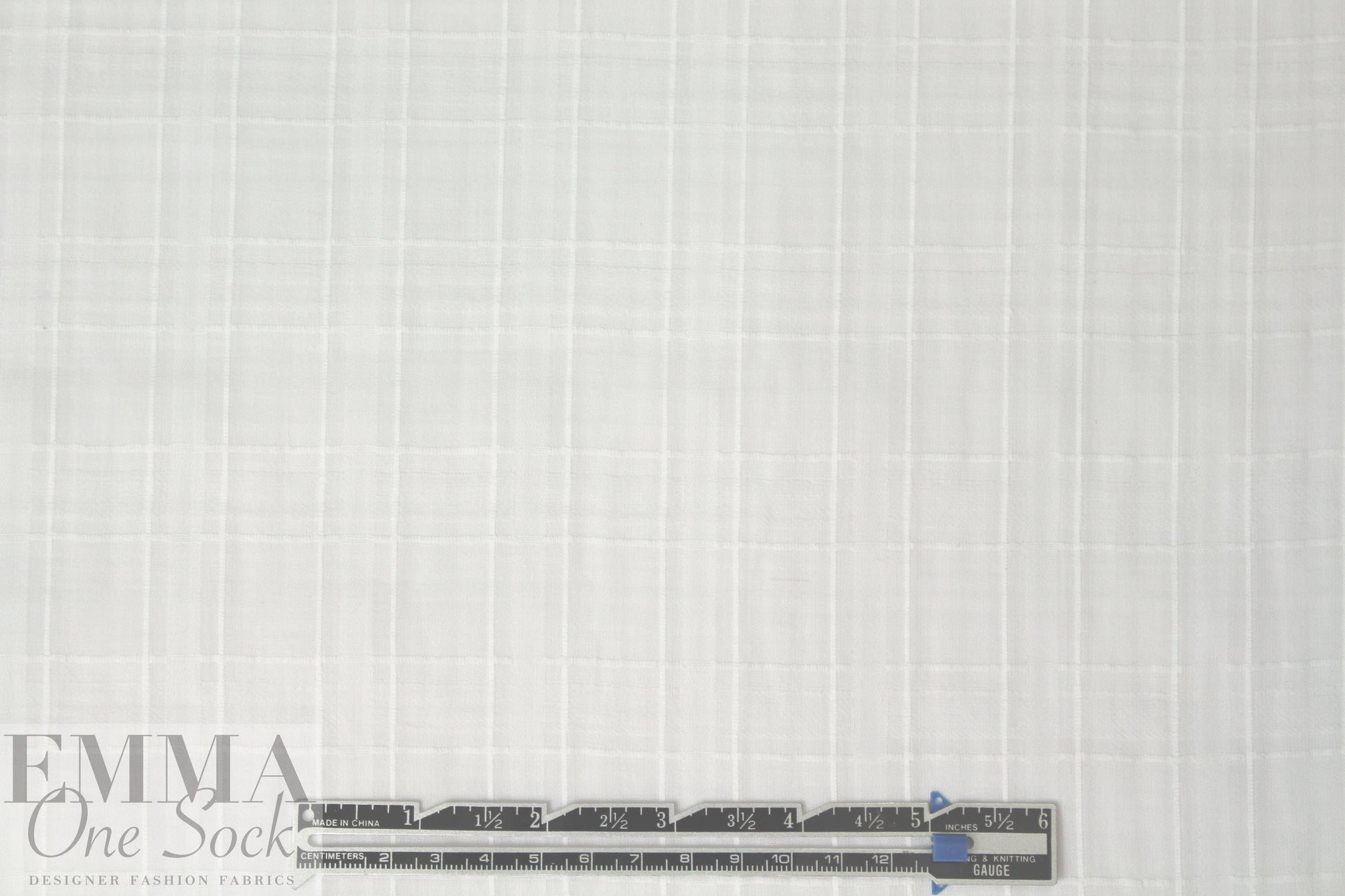 CA designer windowpane jacquard weave cotton - white 1.75 yd