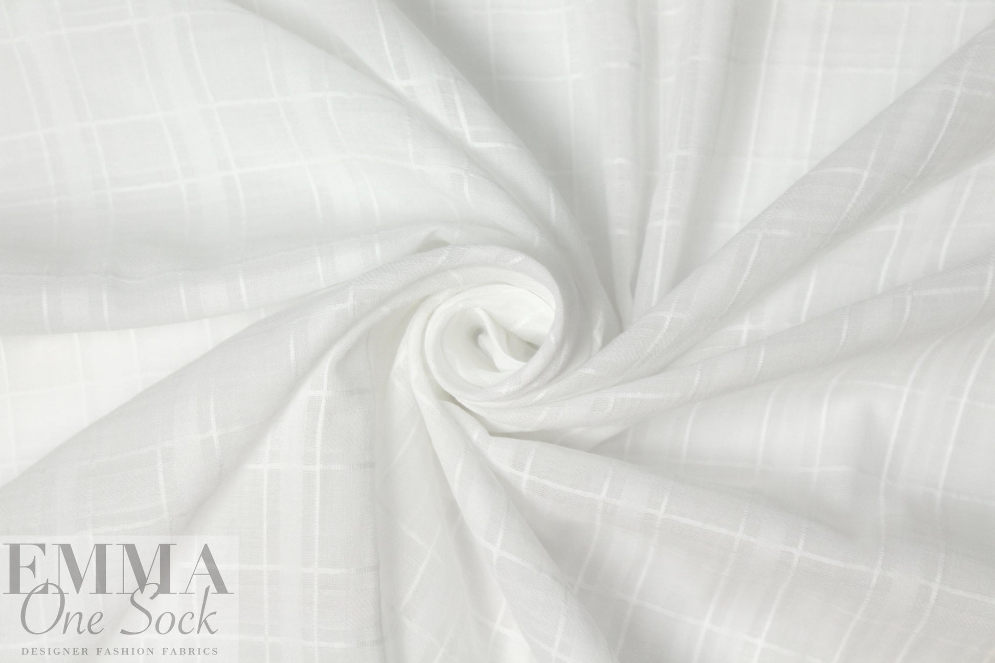 CA designer windowpane jacquard weave cotton - white 1.75 yd