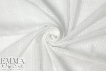 CA designer windowpane jacquard weave cotton - white 1.75 yd