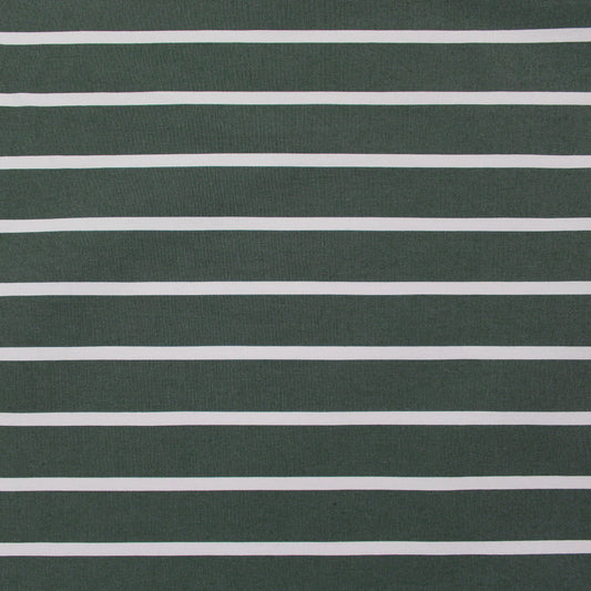 Italian stripe cotton stretch woven - granite green/ivory