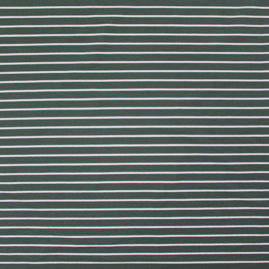 Italian stripe cotton stretch woven - granite green/ivory