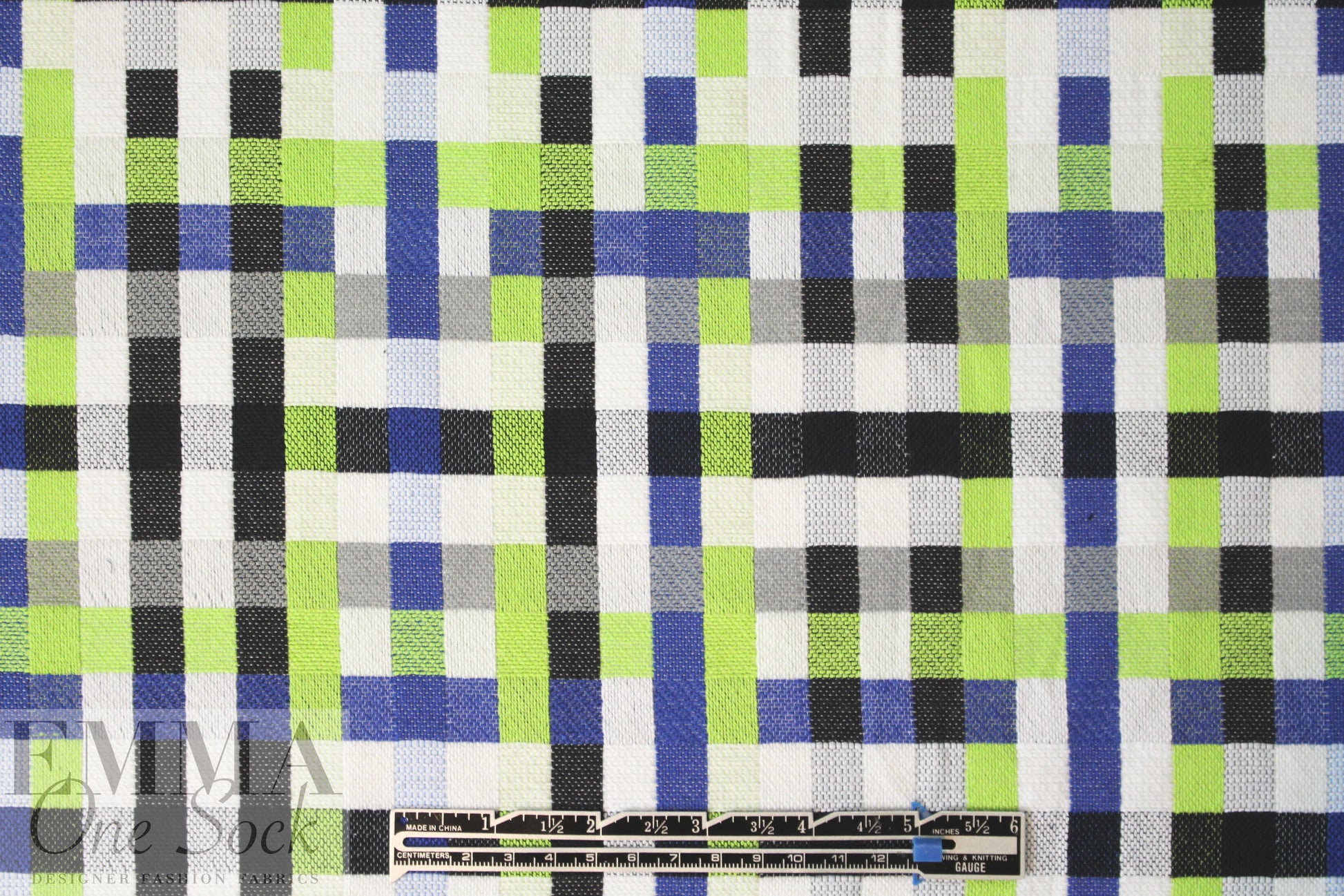 Italian cotton checked plaid fancy weave - blue/green