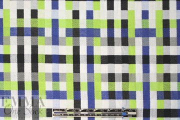 Italian cotton checked plaid fancy weave - blue/green