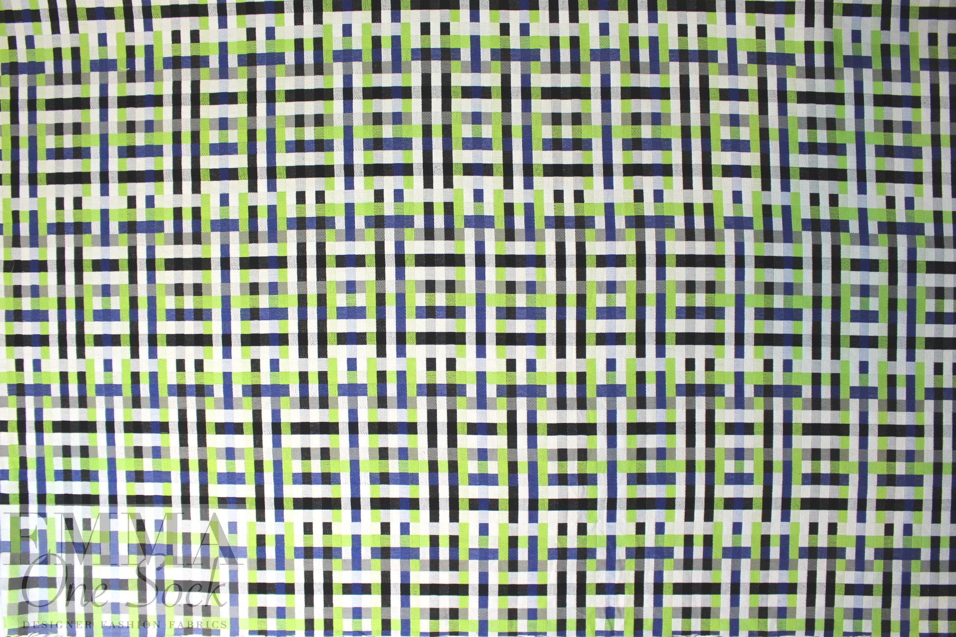Italian cotton checked plaid fancy weave - blue/green