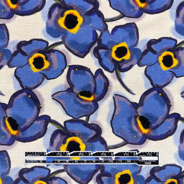 Italian 'forget-me-not' linen-look cotton woven