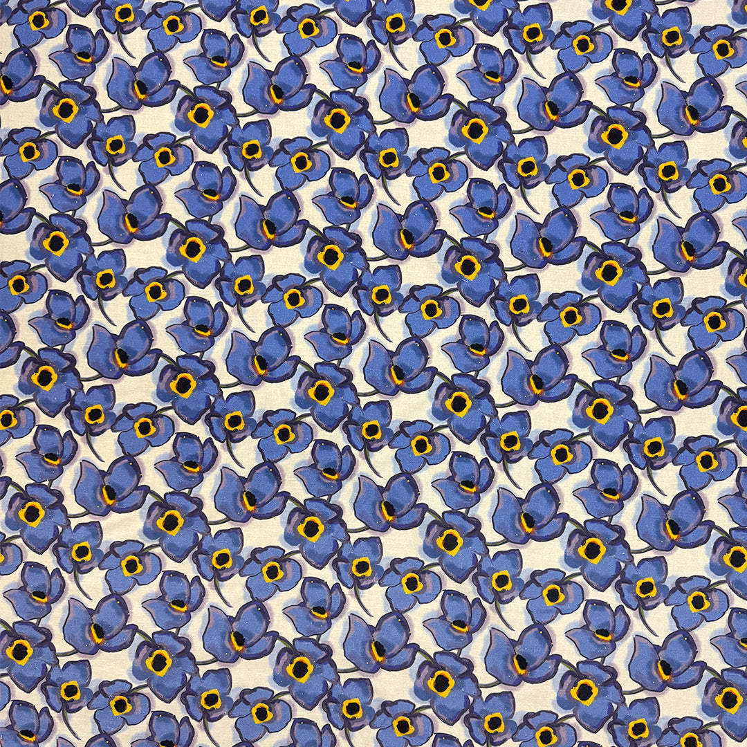Italian 'forget-me-not' linen-look cotton woven