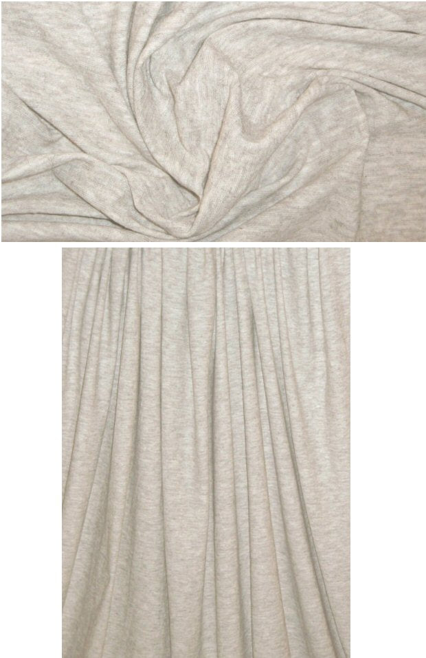 organic cotton/yak down melange jersey - oatmeal 2 yds