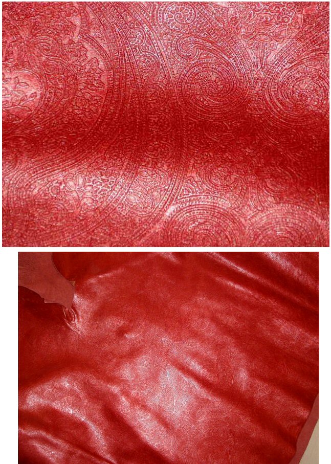 Paisley embossed cowhide - red