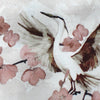 linen mid-weight woven, printed floral 'cranes'