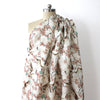 linen mid-weight woven, printed floral 'cranes'