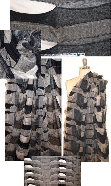 NY designer 2-ply novelty ruffle knit - grays