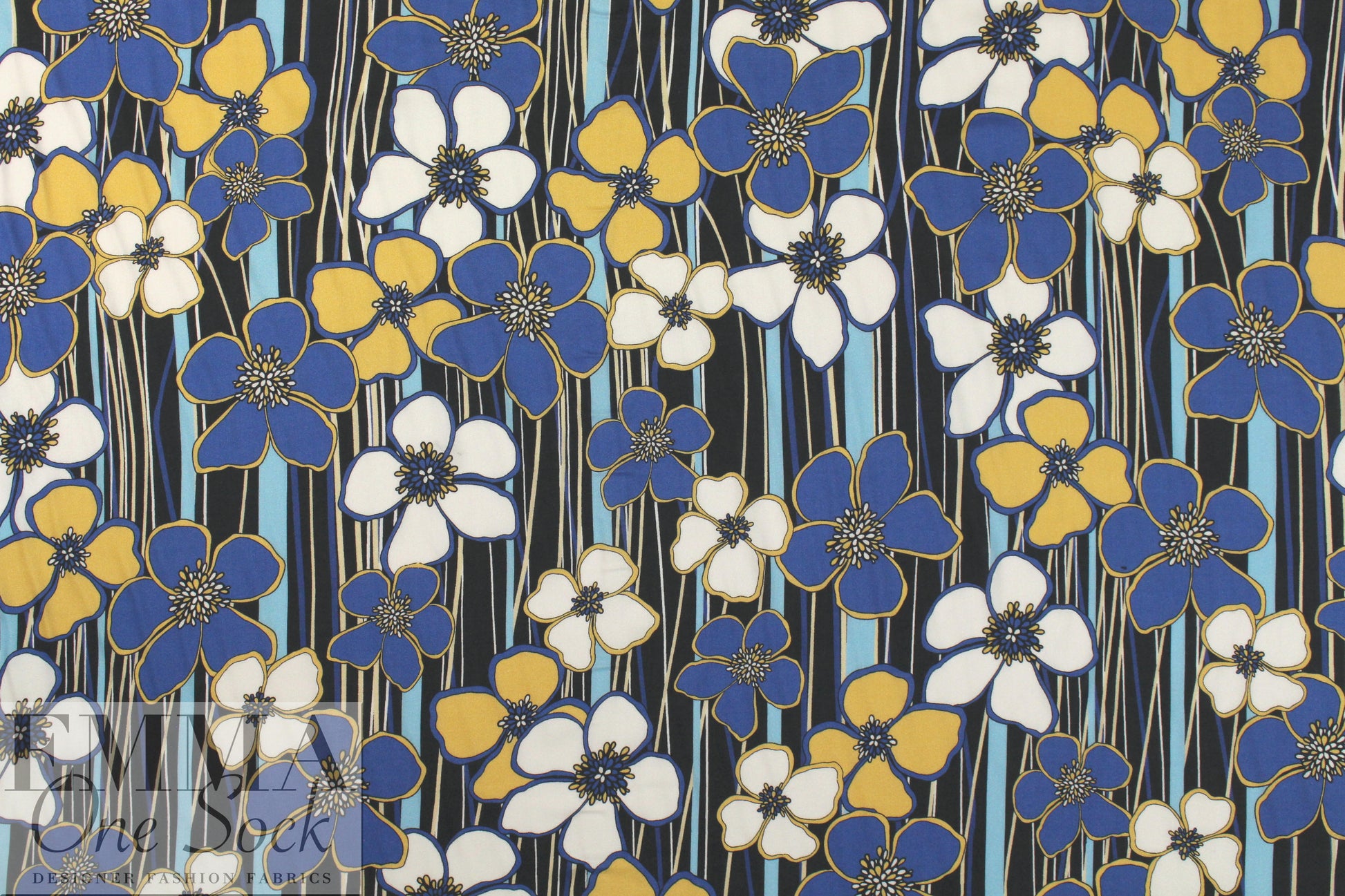 Italian viscose crepe woven - linear floral .875 yds