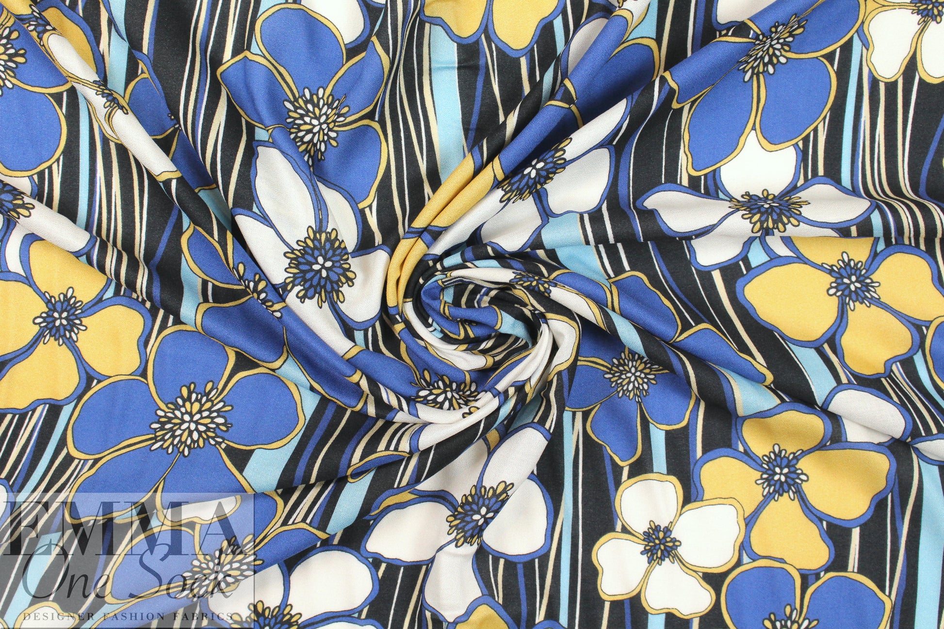 Italian viscose crepe woven - linear floral .875 yds