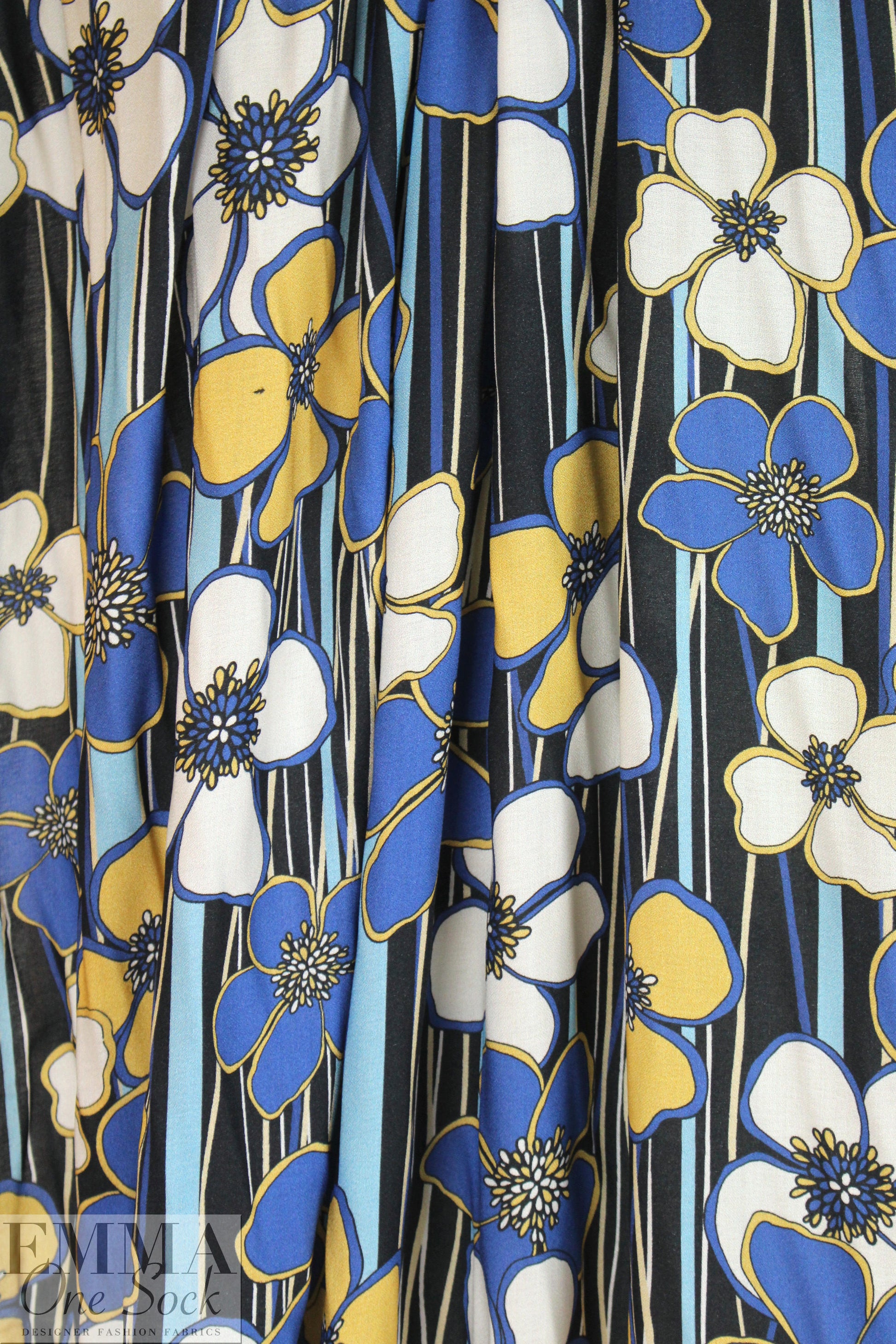 Italian viscose crepe woven - linear floral .875 yds