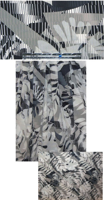 graphic silhouette leaf poly crepe de chine 1.25 yds
